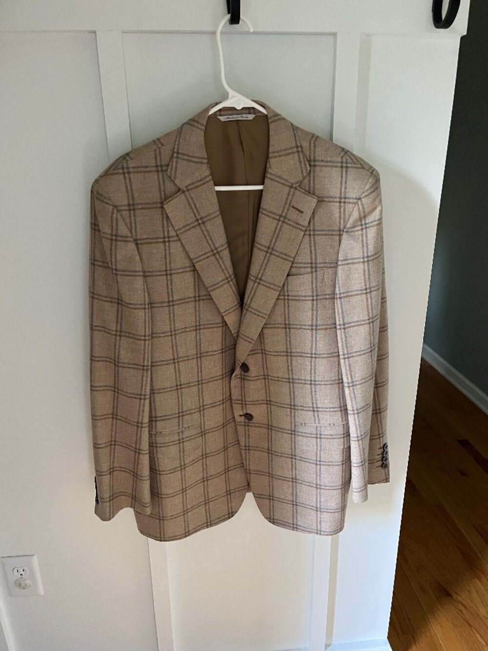 Canali Blazer Sport Coat Mens Brown Plaid 2 Button